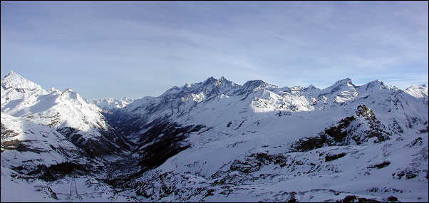 Panoramic view of mountains surrounding Zermatt
